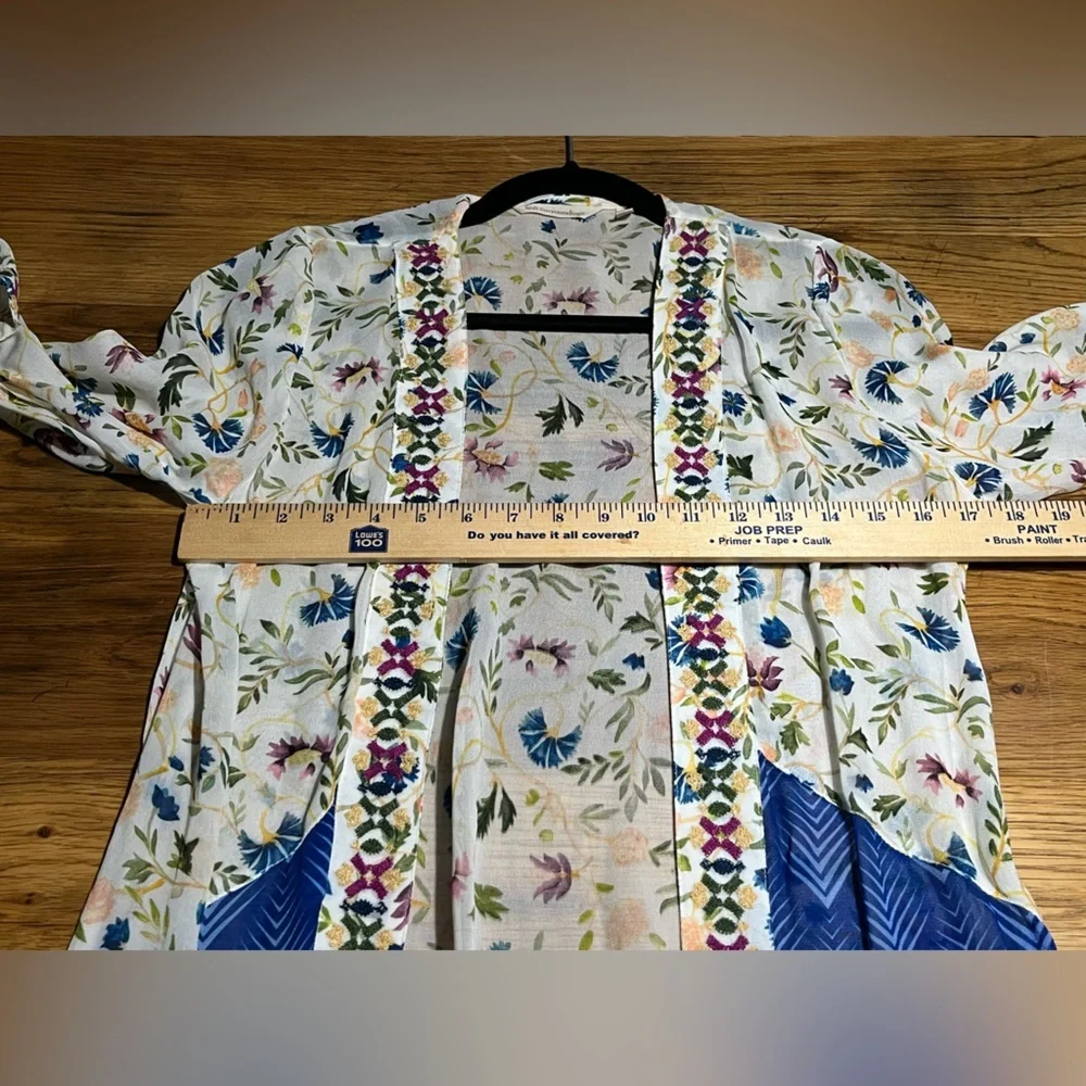 Soft Surroundings Art Nouveau Kimono Topper | Boho Floral | Viscose Size XS